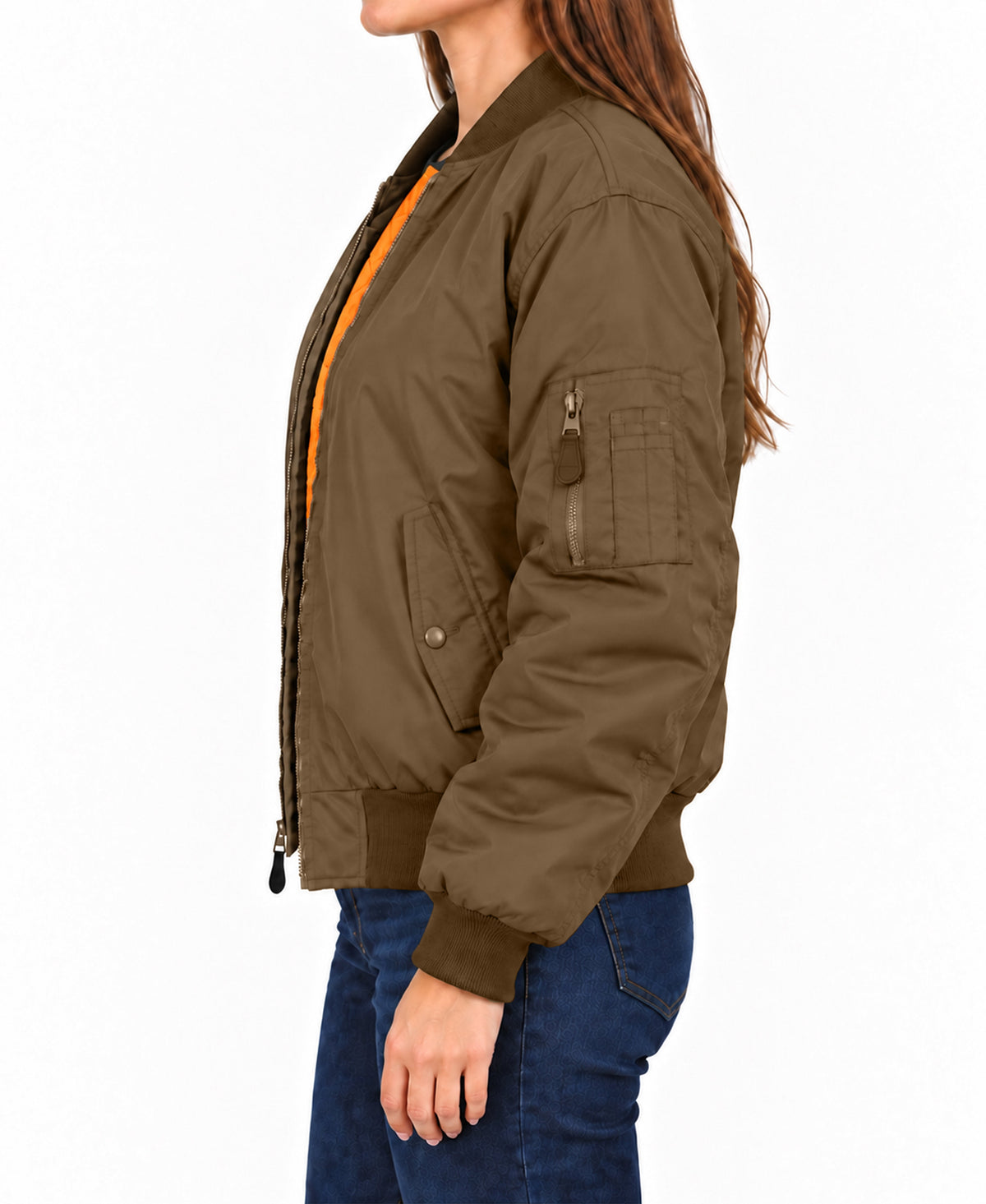 Spire By Galaxy Antivento Women's Loose Fit  Heavyweight MA-1 Flight Bomber Jacket- Up To Size 5XL – view 3