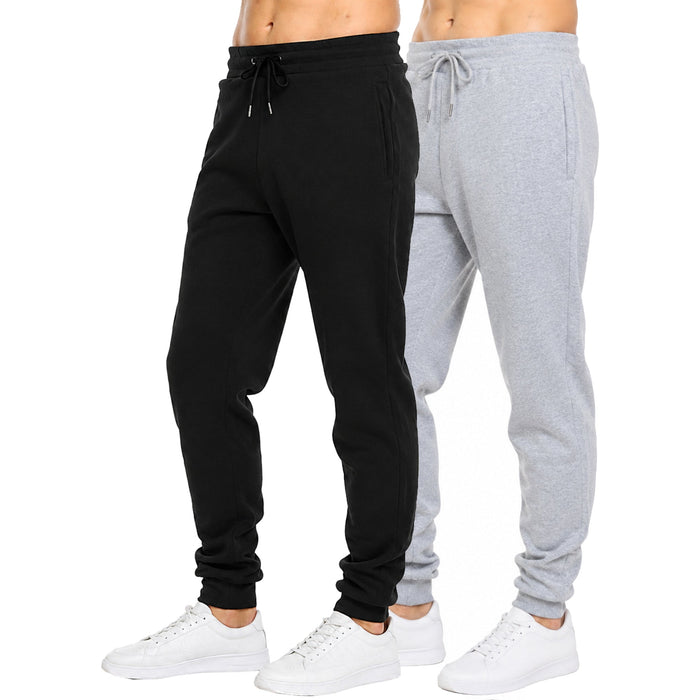 Blue Ice Men's Modern Fit Heavyweight Classic Fleece Jogger Sweatpants With Zipper Side Pockets-2 Pack – view 1
