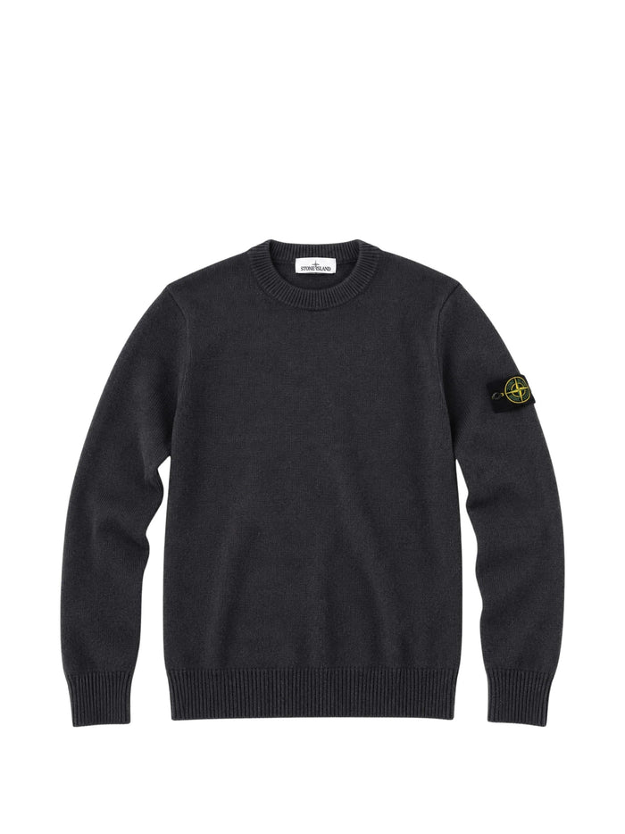 Long Sleeve Knitted Sweater with Logo Patch – view 1