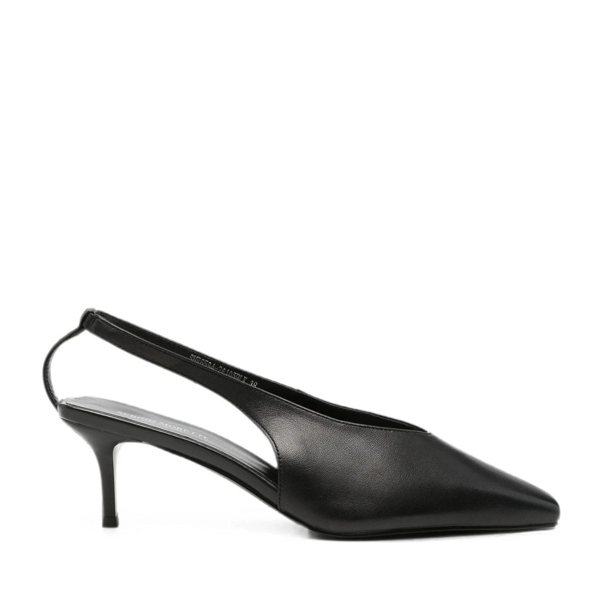 Black Sleek Pointed Toe Slingback Leather Dress Pumps – view 1