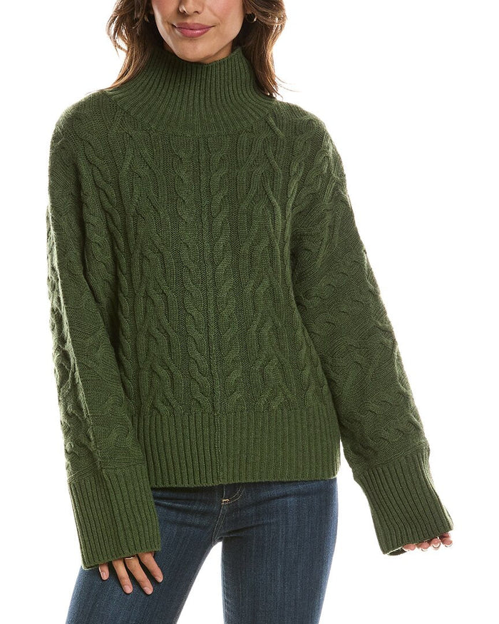 Forte Cashmere Luxe Cable Mock Neck 100% Cashmere Pullover – view 1