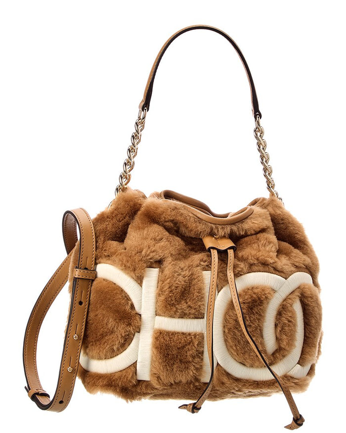 Jimmy Choo Juno Shearling & Leather Bucket Bag – view 1