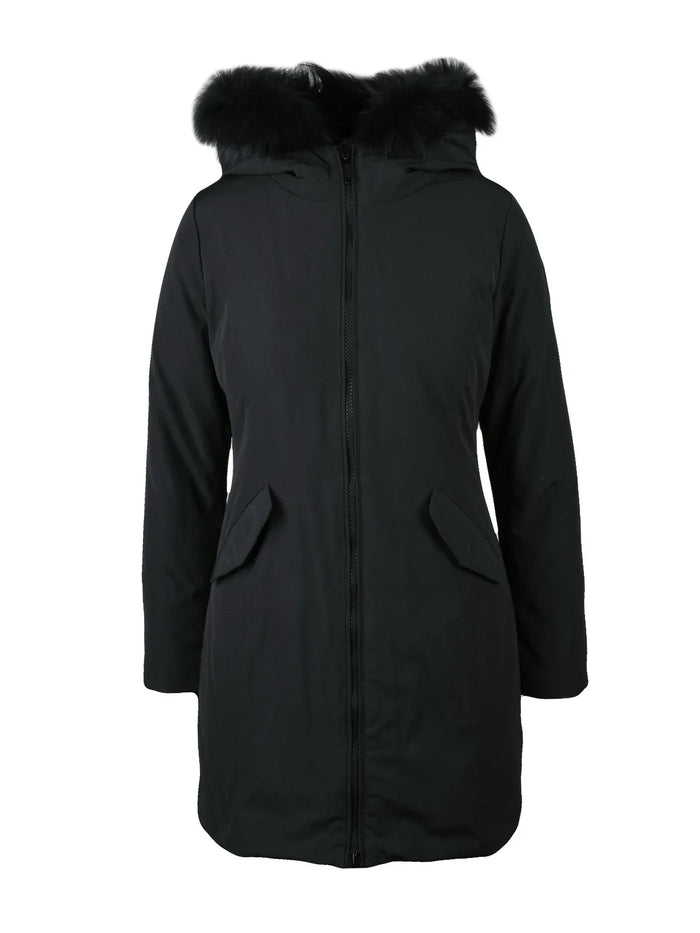 Black Fitted Polyester-Blend Parka – view 1