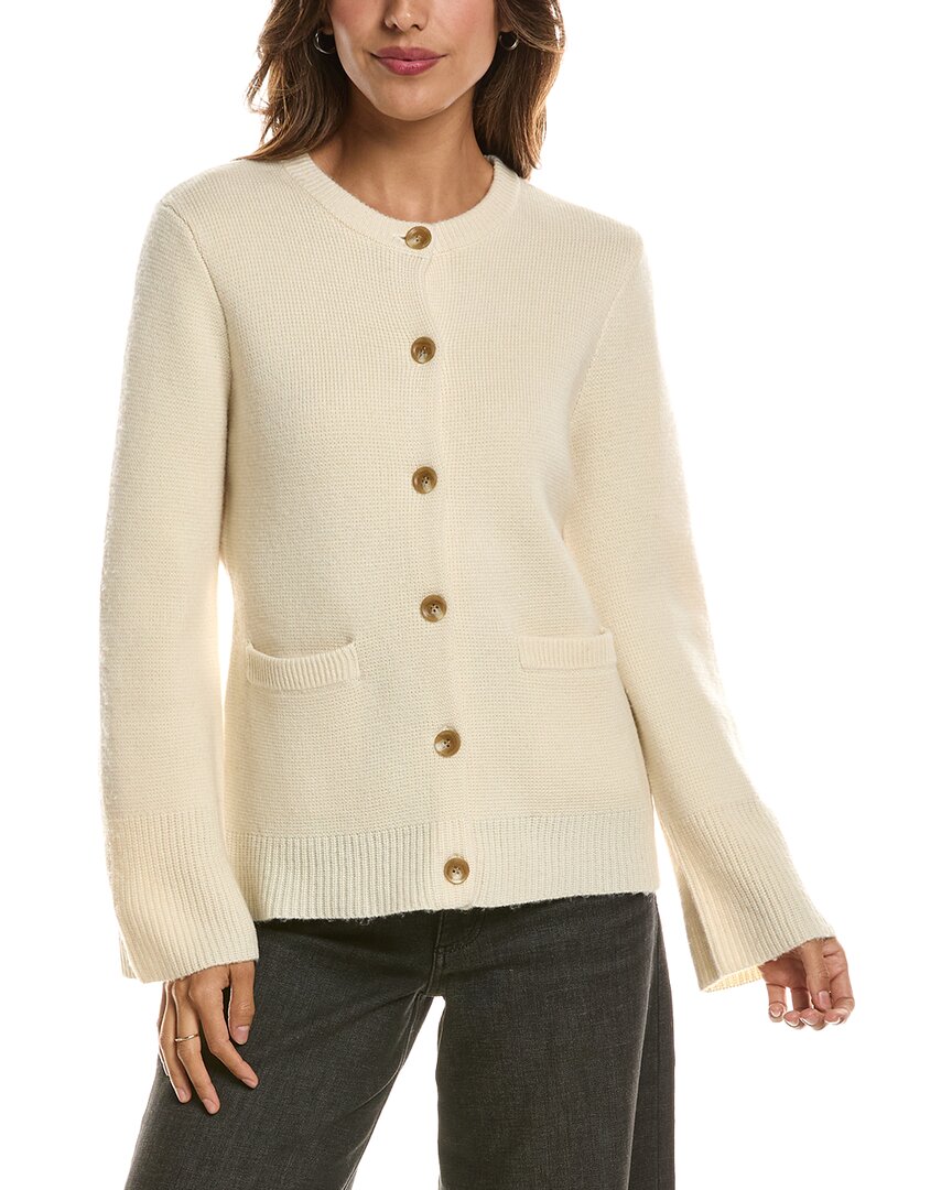 Forte Cashmere Double Knit Button Crew Wool & Cashmere-Blend Cardigan – view 1