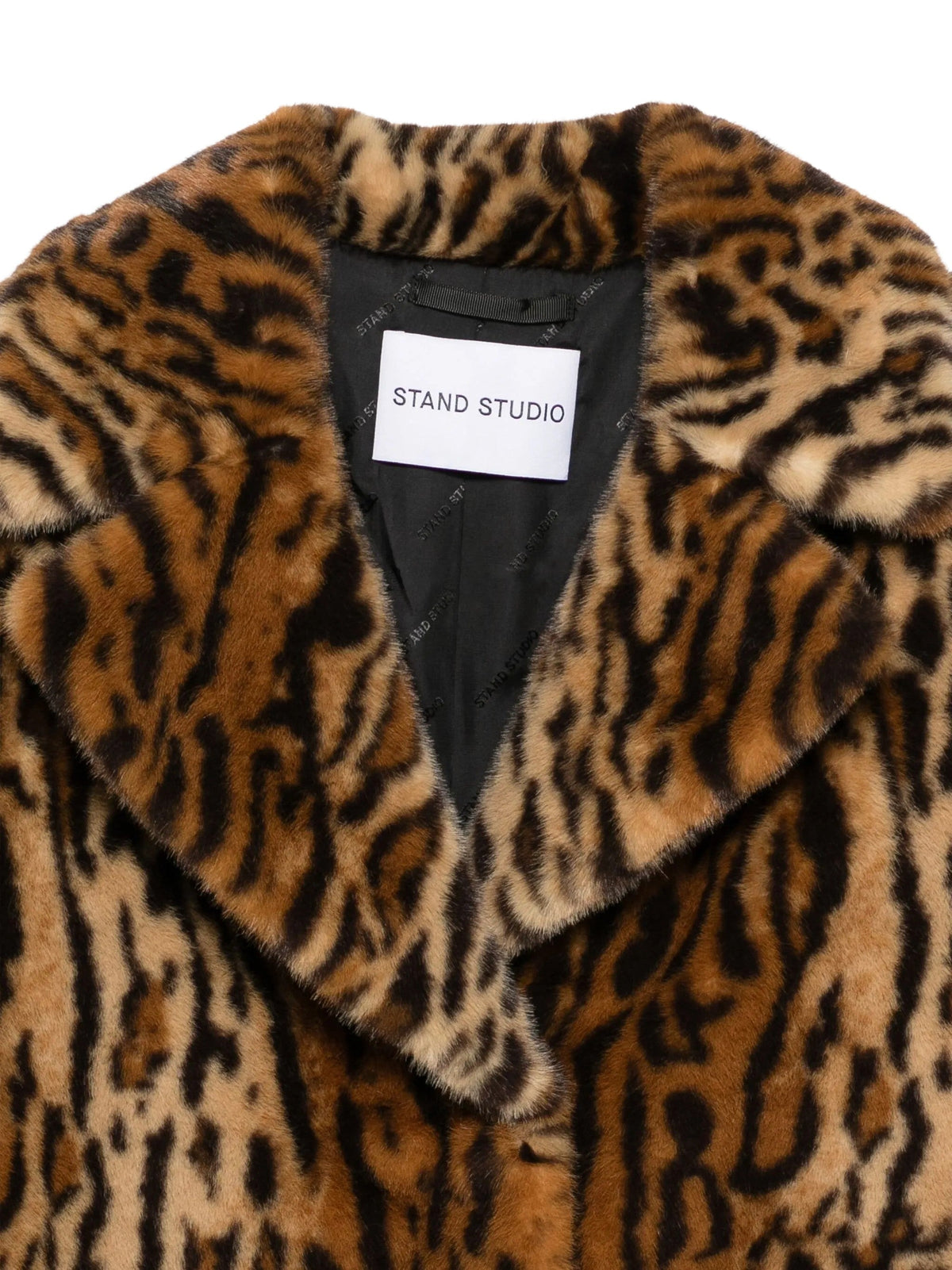 Plush Faux Fur Coat with Bold Animal Print Design – view 3