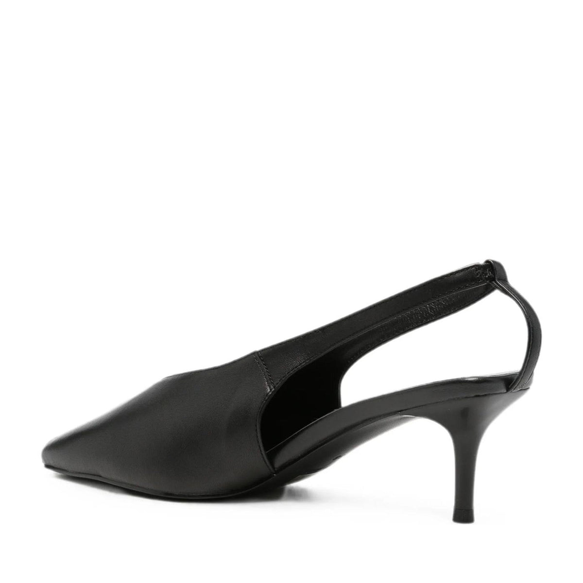 Black Sleek Pointed Toe Slingback Leather Dress Pumps – view 3
