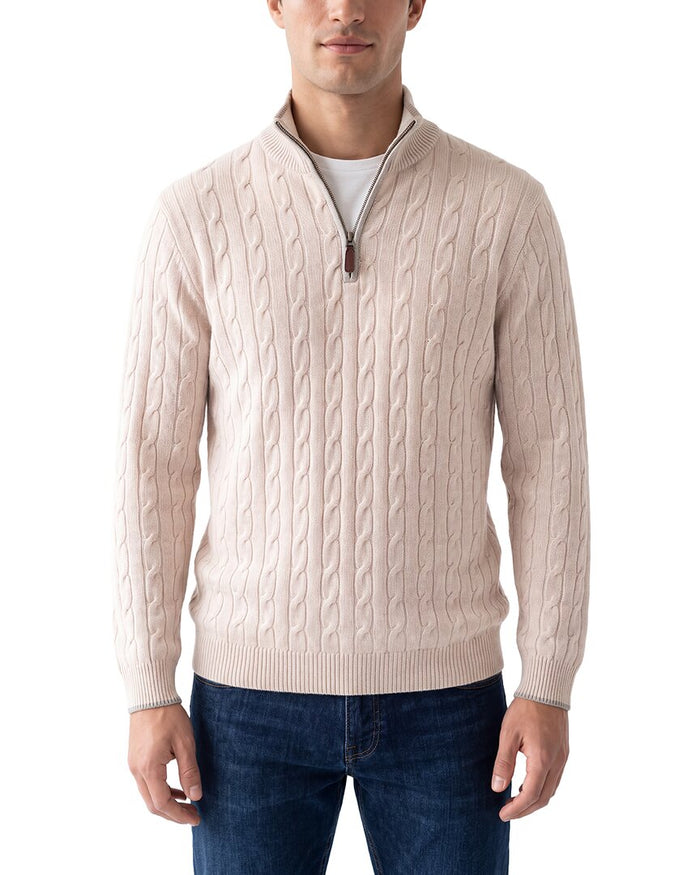N.PEAL Albemarle Cable Cashmere 1/2-Zip Sweater – view 1