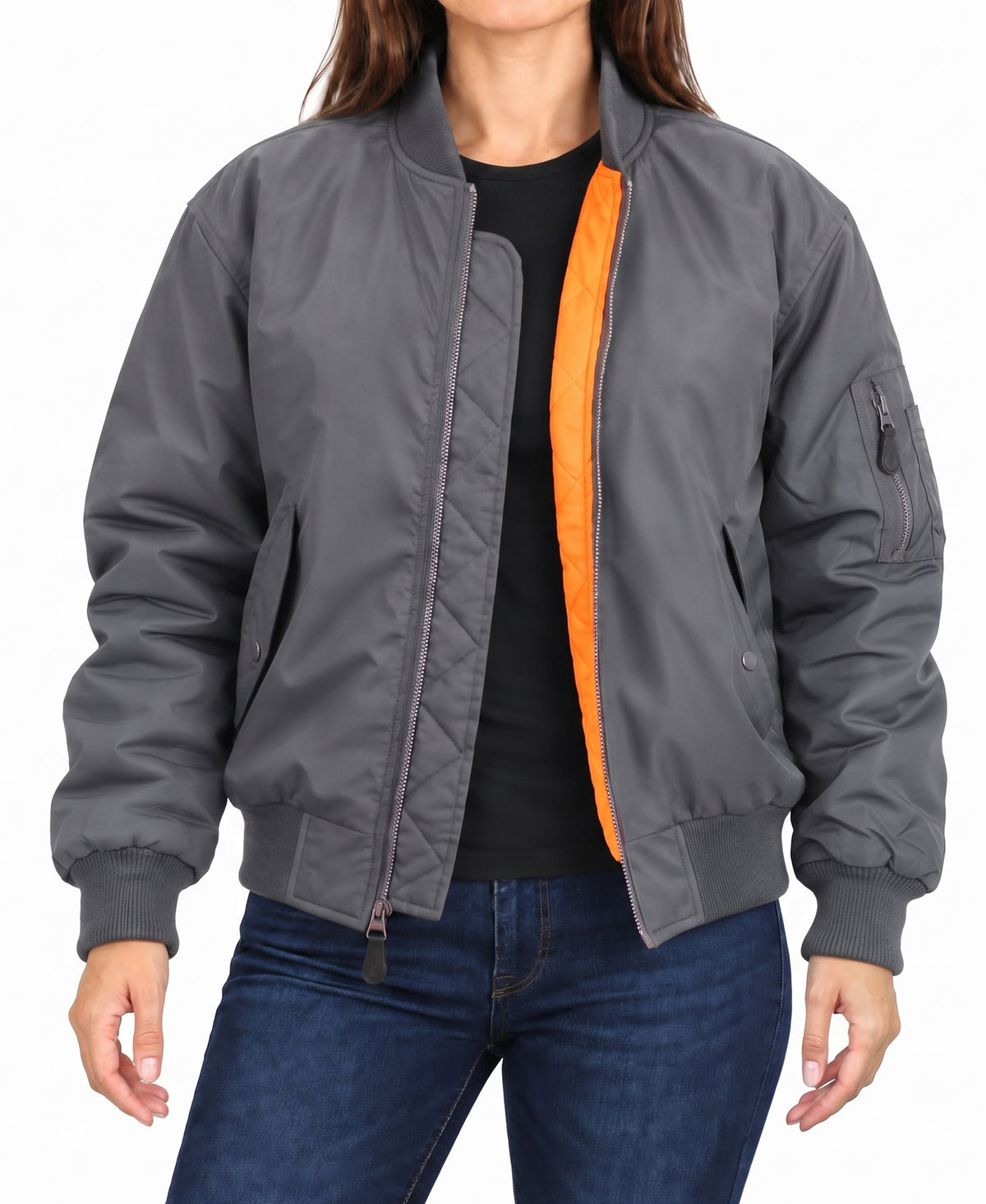 Spire By Galaxy Antivento Women's Loose Fit  Heavyweight MA-1 Flight Bomber Jacket- Up To Size 5XL – view 7