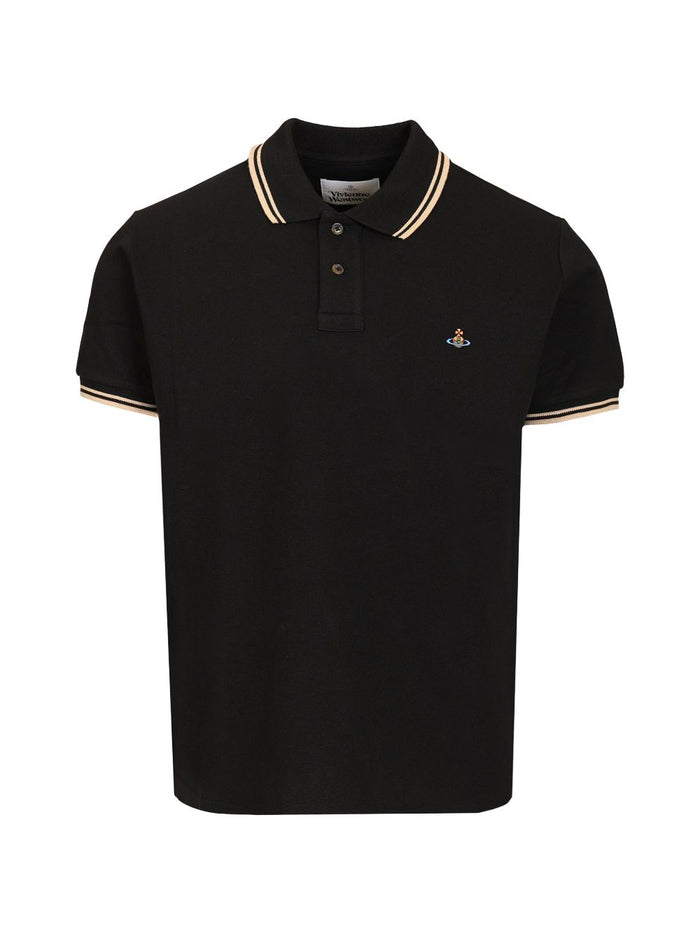 Black Short-Sleeve Stripe Accent Polo Shirt – view 1