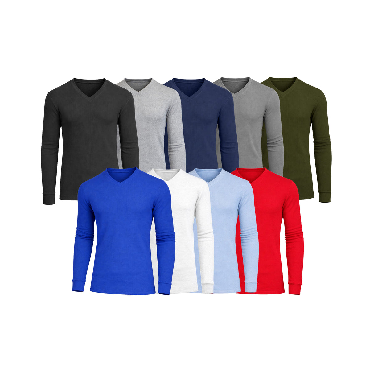Galaxy By Harvic Men's Long Sleeve Waffle-Knit V-Neck Thermal Shirt-2 Pack – view 3
