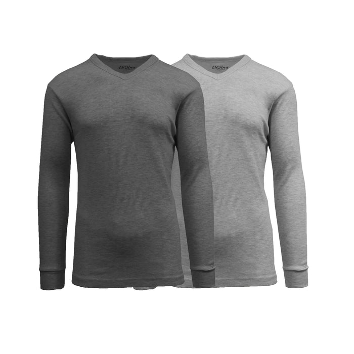 Galaxy By Harvic Men's Long Sleeve Waffle-Knit V-Neck Thermal Shirt-2 Pack – view 1
