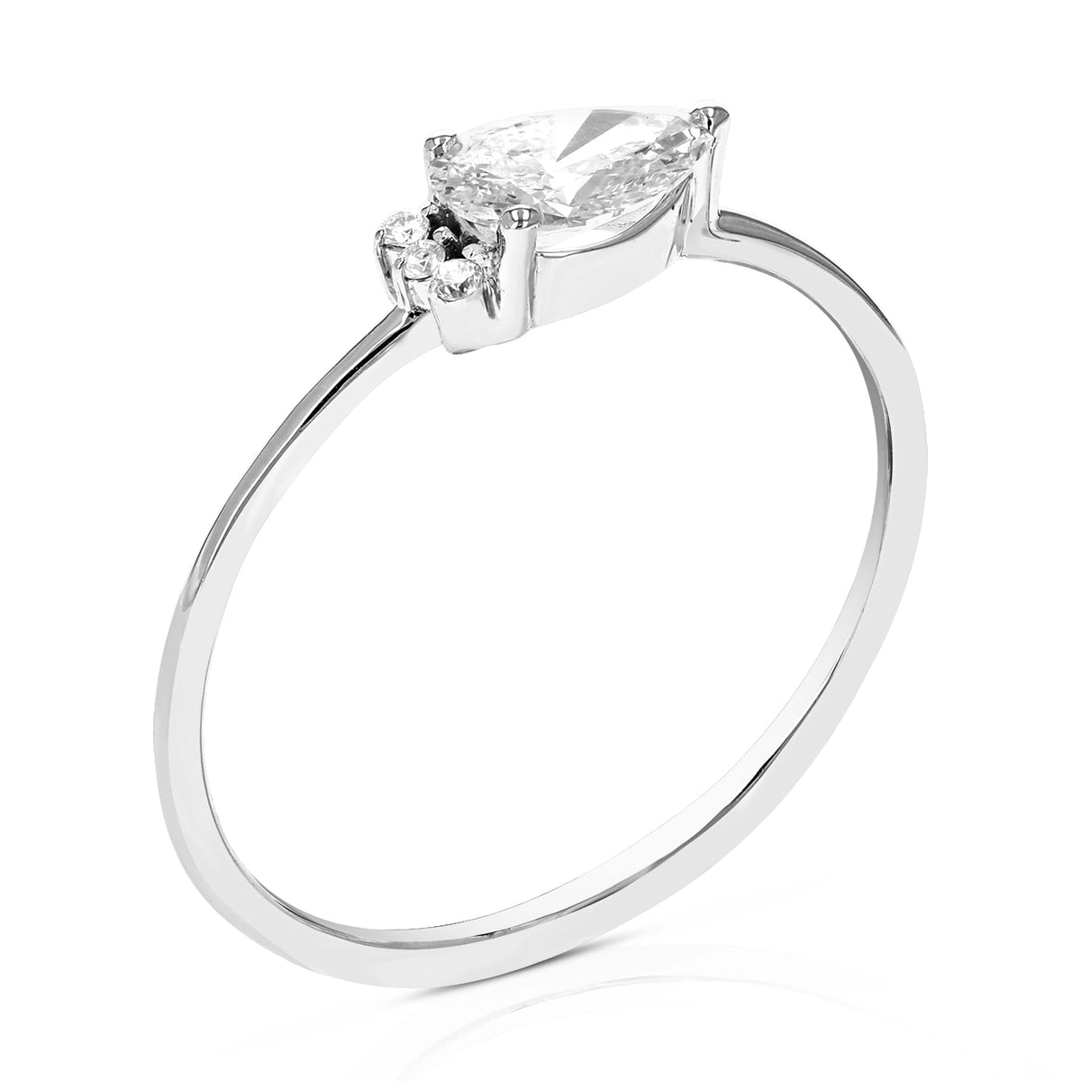 1/2 cttw Pear and Round Lab Grown Diamond Engagement Ring in 14K White Gold For Women – view 3