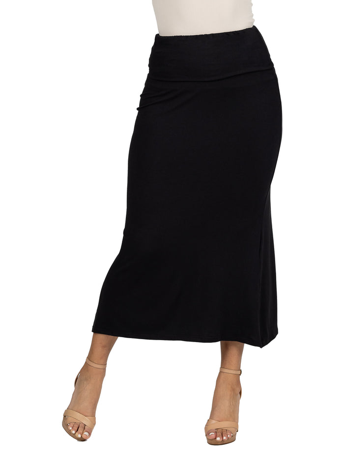 24seven Comfort Apparel Womens Comfortable Foldover Maxi Skirt – view 1