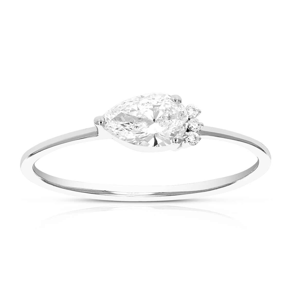 1/2 cttw Pear and Round Lab Grown Diamond Engagement Ring in 14K White Gold For Women – view 1